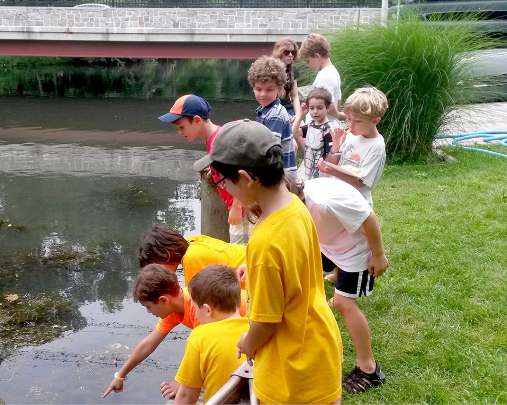 Scouts and friends played games on the river bank, including "spot the bug."  Photo by Kurt Weber
