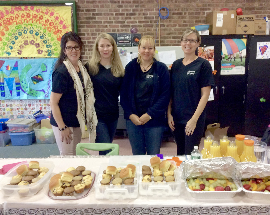 (above) Four of our troop leaders, Terri, Alyssa, Tricia and Tracy with the breakfast food that we served. Alyssa is the troop leader who had the marvelous idea of inviting The Protocol of New Jersey. Well done Alyssa!