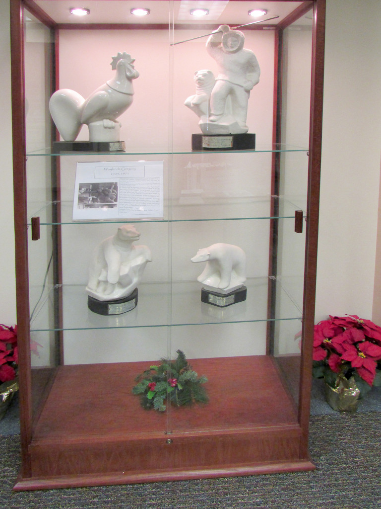 (above) Pictured are Waylande Gregory’s sculptures featured in SCLSNJ’s Warren Township Library branch’s art space.