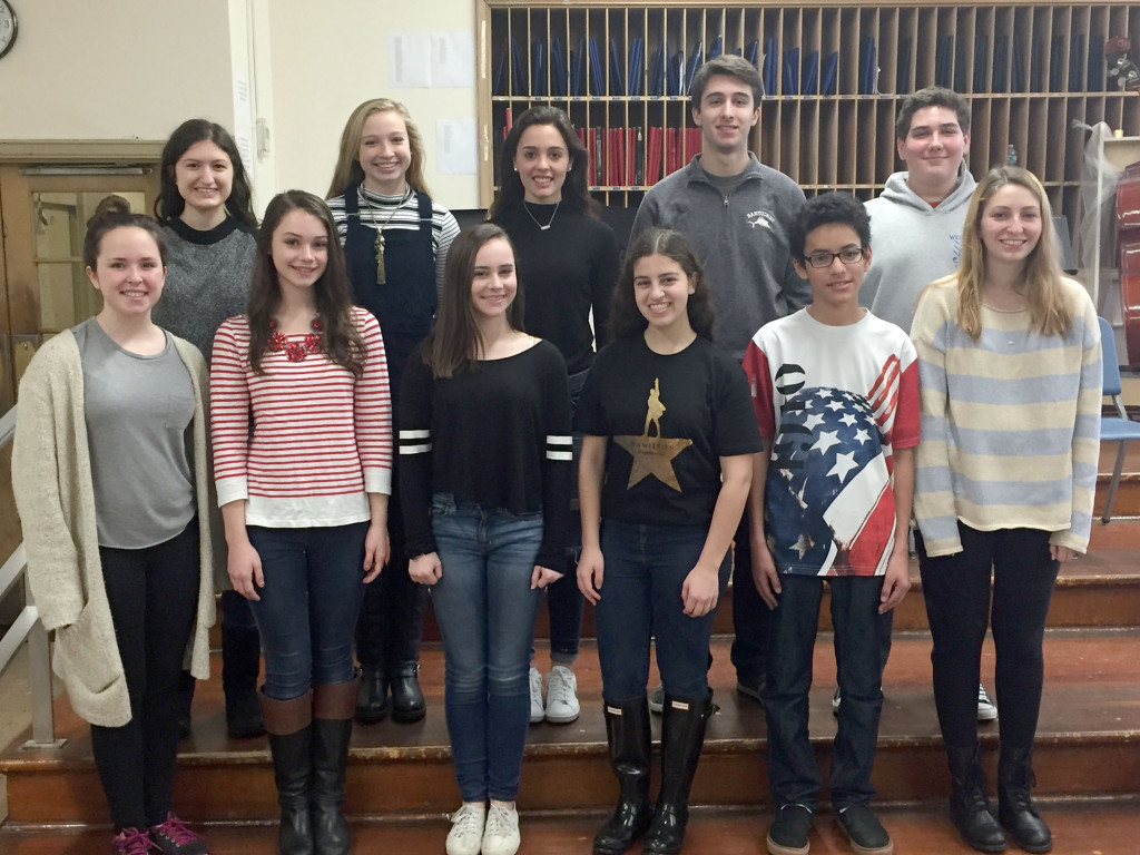 (above, back, l-r) he Westfield singers include Laura Surace, Kylinn Kraemer, Olivia McElheny, Max Wasilewski, and Noah Bram; (front, l-r) Alison Brown, Charlotte Fountain-Jardim, Lauren Singer, Abby Rothenberg, Joey Maldonado, and Lauren Brumfield. John Brzozowski is their Vocal Music Teacher at Westfield High School.