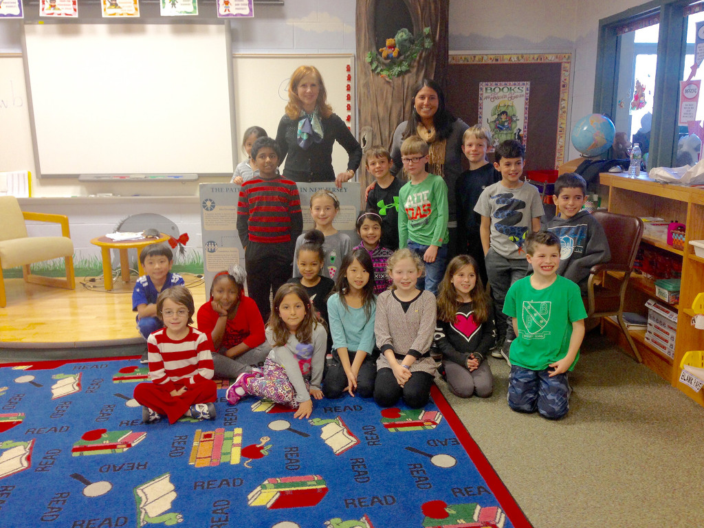 (above) Assemblywoman Nancy Munoz visits with Mrs. Stack's 2nd grade at Bayberry Elementary School in Watchung class to talk about civics and government at the district level, and how a bill becomes a law.