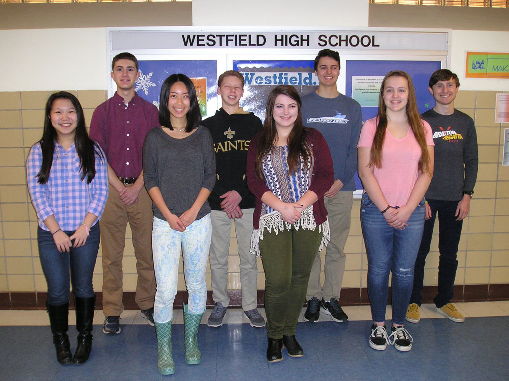 (above, front, l-r) The students who exceled in December include Amy Liang – SAT Math and Writing; Cindy Qiang – SAT Math and Writing; Emily Holtzman – ACT English and Science; and Ana Ionescu – ACT Writing (back, l-r) Michael Hauge – SAT Reading and Writing; Owen Bartok – ACT English; Quinn Clarke-Magrab – ACT Science; and Jasper Baur – ACT Writing, whose perfect October score was recently reported to Westfield High School.