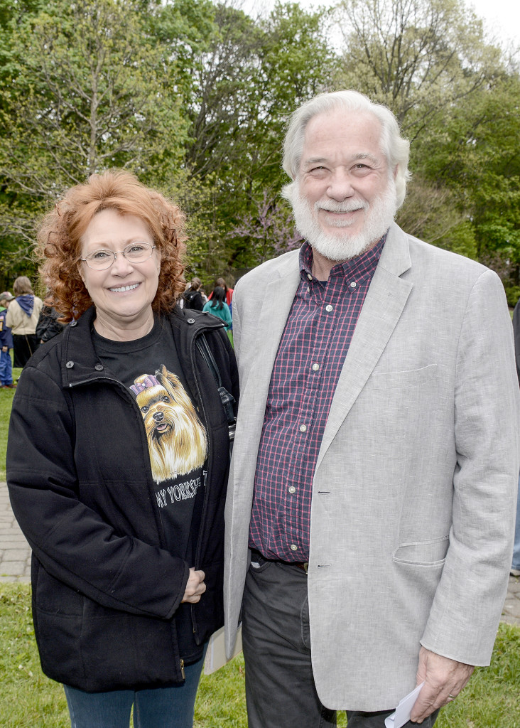 (above, l-r) Fanwood Poet Laureate Adele Kenney introduces John McDermott of Cranford, nationwide Arbor Day Poetry Contest winner.