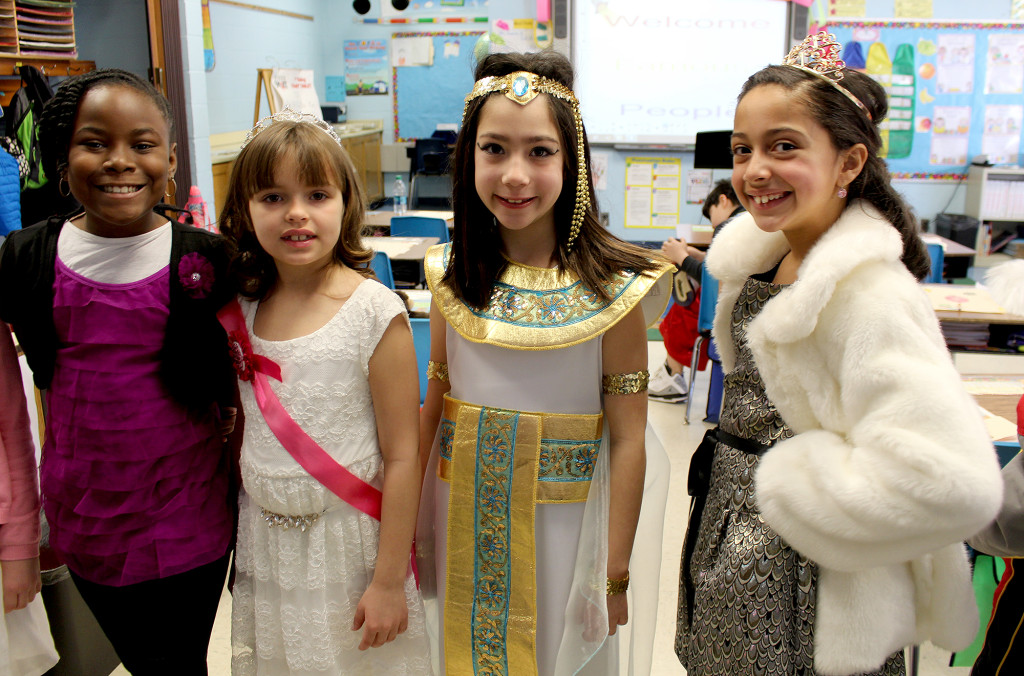 (above, l-r) Royalty was in attendance for Biography Day: Kailyn Edmonds, Eloisa Miketen, Alexandria Diamont, Lilianna Vazquez.