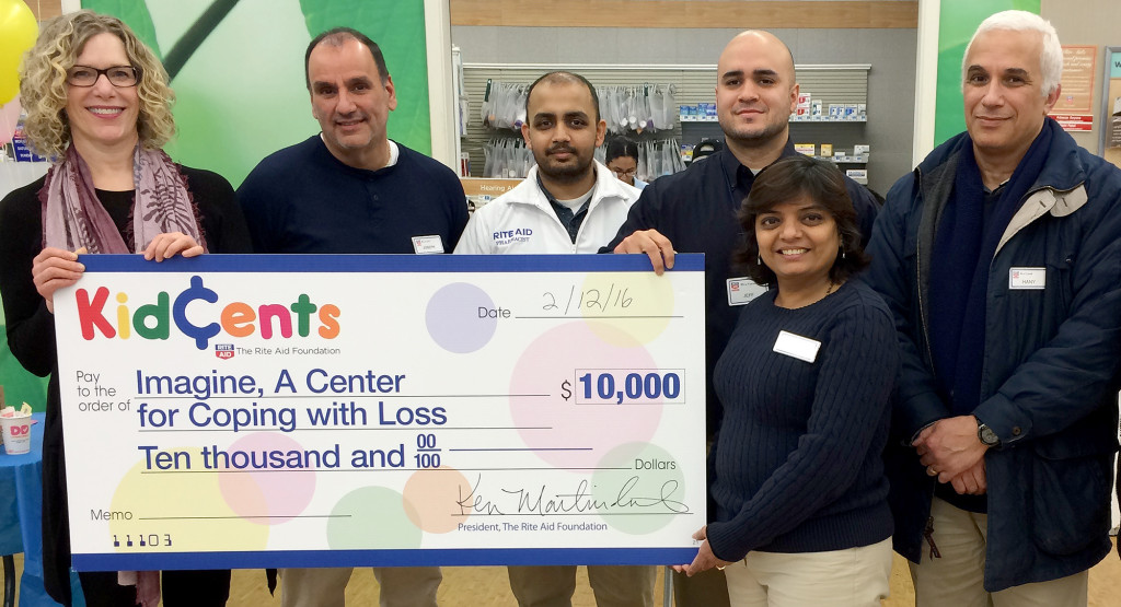 (above, l-r) Mary Robinson, Imagine Executive Director; Store Manager Joe Filippoli, Staff pharmacist Nishith Patel, District Manager Jeffrey Andujar, Pharmacy District Manager Jayshree Patel, and Asset Protection District Manager Hany Farah.