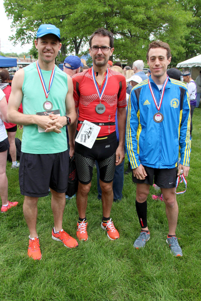 (above r-l) Top Three Summit Winners, 1st place Mark Shilling - 5th place overall; 2nd place Guillaume Flavigny, 6th place overall. 3rd place Adam Perry, 11th place overall.