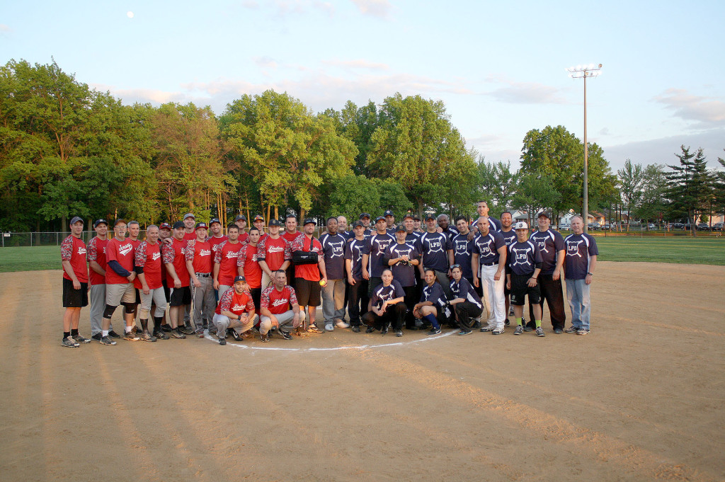 (above) The Linden Fire Department & Linden Police Department battled it out on the softball diamond on May 20th. The Battle of the Badges softball game was a first between both departments, but the two departments battle it out each year on the football field in which they will be playing later this year. The Battle of the Badges is to benefit The Linden P.A.L. Youth Organization, raising almost $500. As for the game, it was a fun filled close battle with the Linden Fire Department nosing out the Linden Police Department 25-5.