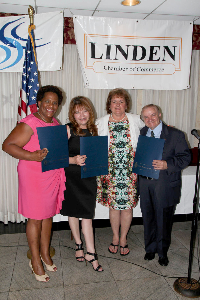 (above, l-r) Mary Baker, Angie Tsirkas, Janet Miller co-president Linden Chamber of Commerce, and Giovanni Lavorato.