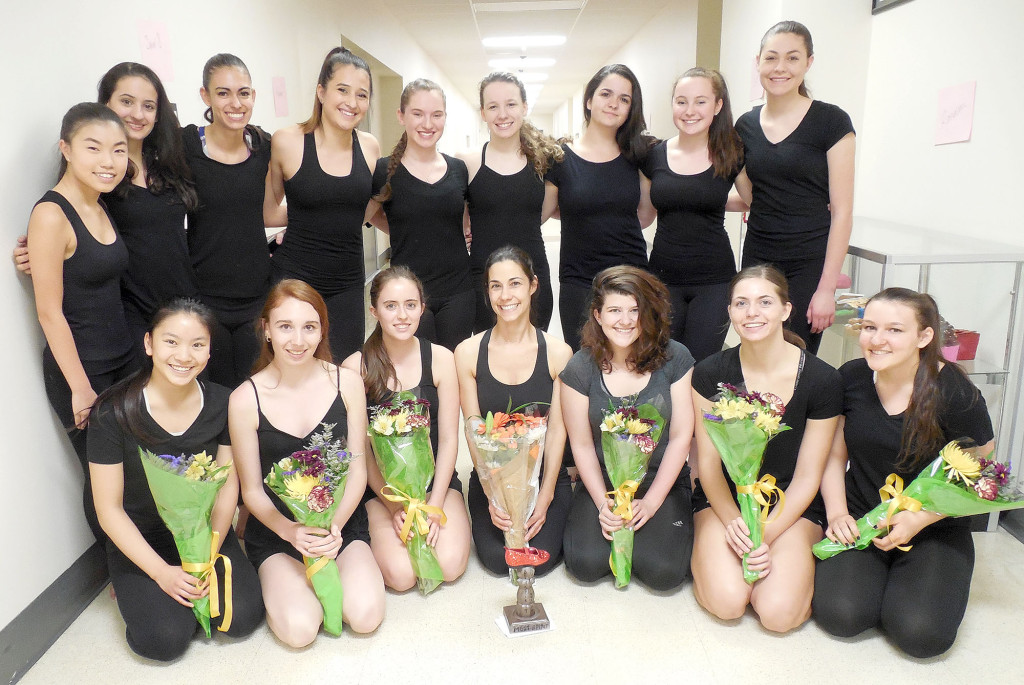 (above, kneeling, l-r) Students Michelle Shui, Lauren Loesberg, and Kaitlyn Santucci, Dance Teacher Marisa Toshi, and students Anna Paterson, Morgan Pravato, and Molly Garyantes. (standing, l-r) Students Michelle Du, Victoria Pantagis, Michelle Sucre, Dena Vayas, Katey Berger, Arielle Ostry, Sevoula Tsivgas, Sabrina Lane, and Camryn Graf.
