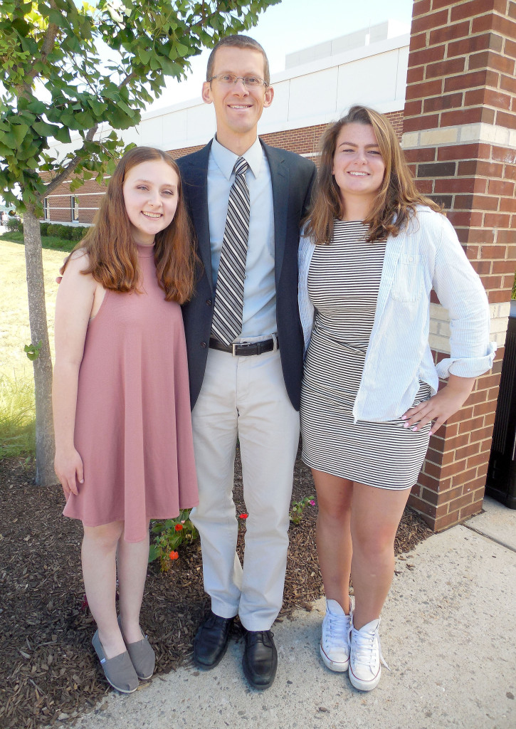 (above) Watchung Hills Regional High School (WHRHS) graduating seniors Caitlin Iannella, left, of Stirling and Madeline Rae, right, of Millington have been selected as the recipients of the 2016 Watchung Hills Regional Education Association (WHREA) Scholarship for Future Educators. They are congratulated by WHREA President and WHRHS Social Studies Teacher Kenneth Karnas.