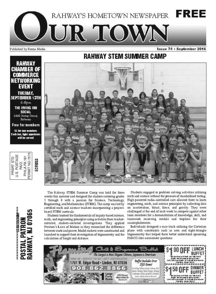 Our Town Rahway Newspaper Sept. 2016 Issue