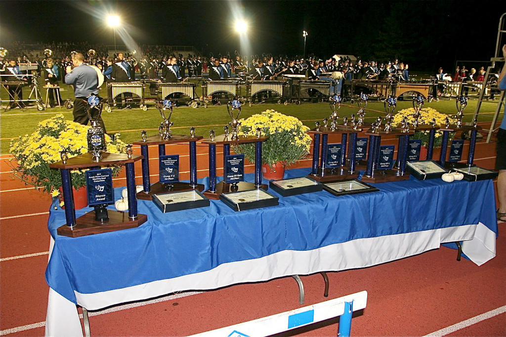 (above) Awards table at the 17th Annual Marching Band Festival held in 2015.