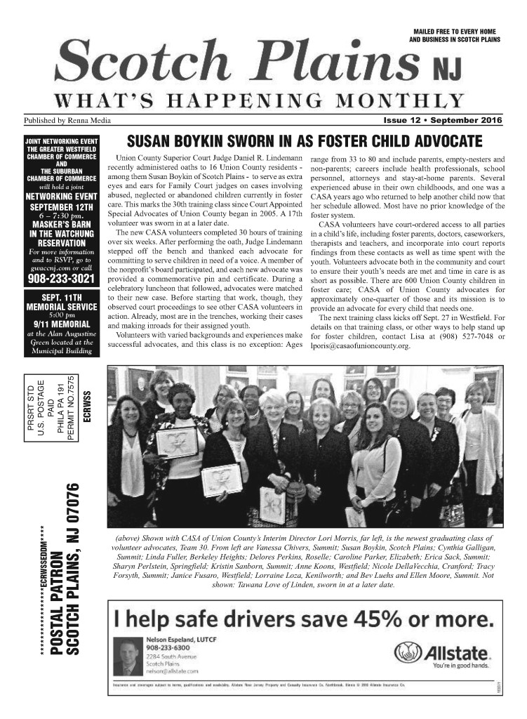 Scotch Plains What's Happening Monthly Sept. 2016 Issue