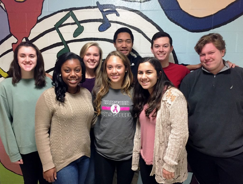 (above l-r) Cranford High School's All-State Mixed Choir members are Madison Panno, Pria McNeil, Sarah Vollenbroek, Katherine Mackenzie, Christian Malamug, Juliana Marcotrigiano, Justin Witwick, and Noah Wohlsen.