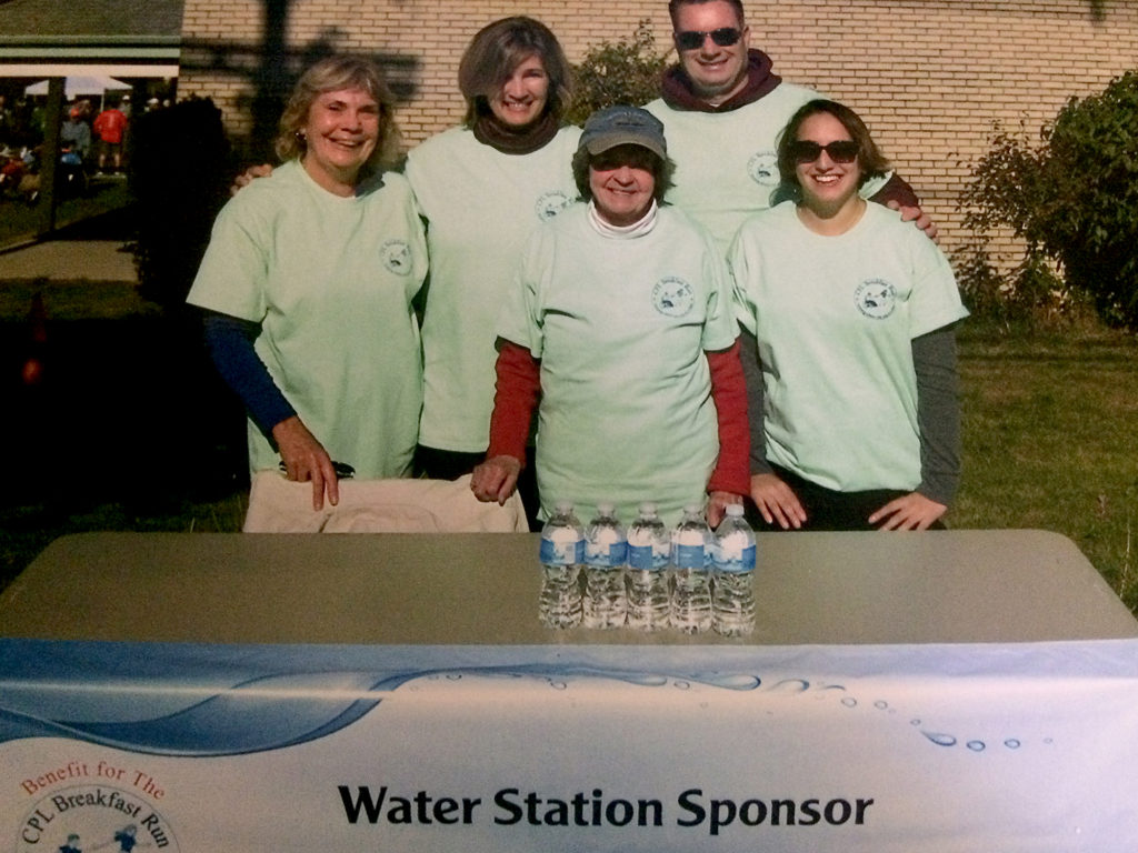(above) The Cranford Cerebral Palsy League hosted its annual 5K Run on October 15. Cranford Family Care has a longstanding partnership with the CPL and was grateful to participate as a sponsor for this year’s event. Board members manned our table at the Water Station and handed beverages to the runners as they competed in the race. (l-r) Board President Carolyn Dittmar, Julie Carroll, Executive Director Kathy Willis, Mike Flynn, and Elyse Piacentini)