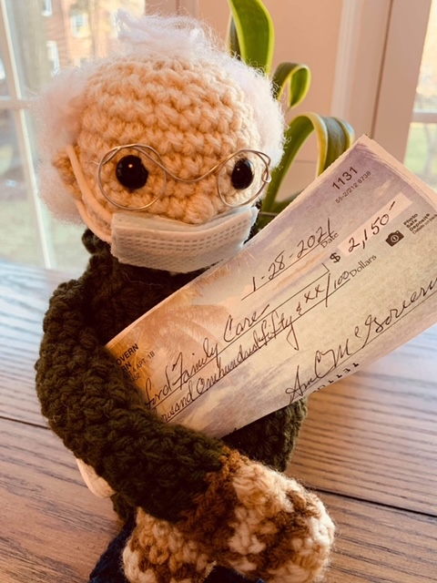 Bernie Sanders crochet Meme doll