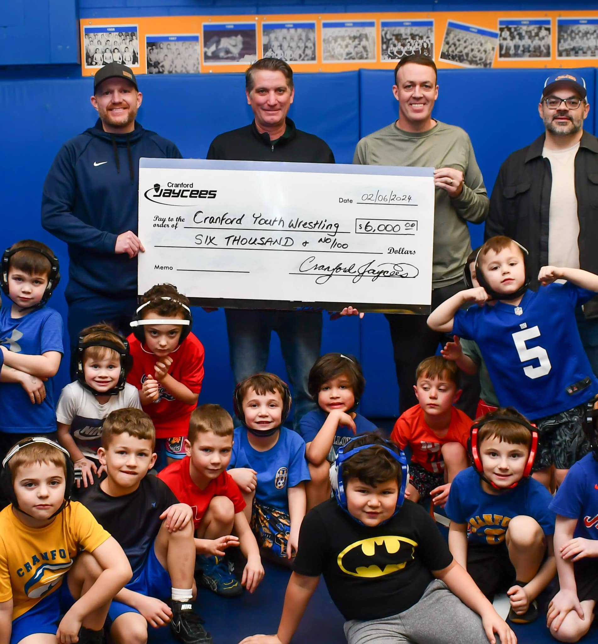 Jaycees Donate $6,000 to Cranford Youth Wrestling