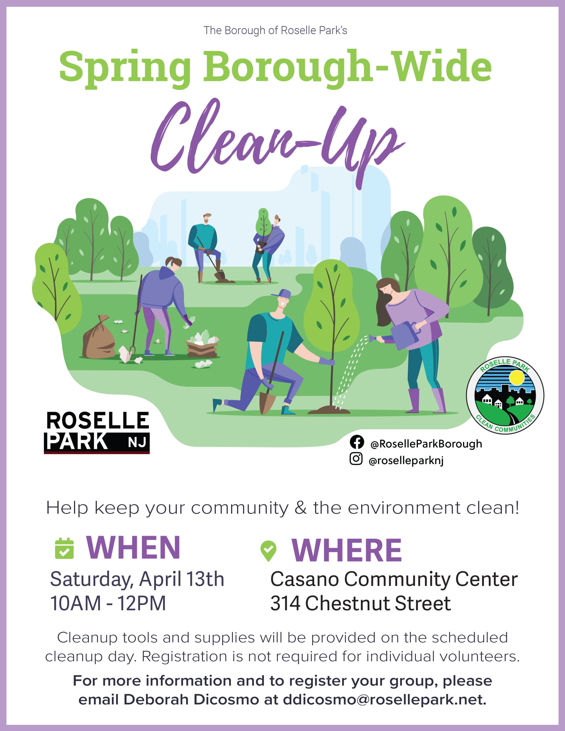 Roselle Park Spring Community Clean-up Event – April 13th